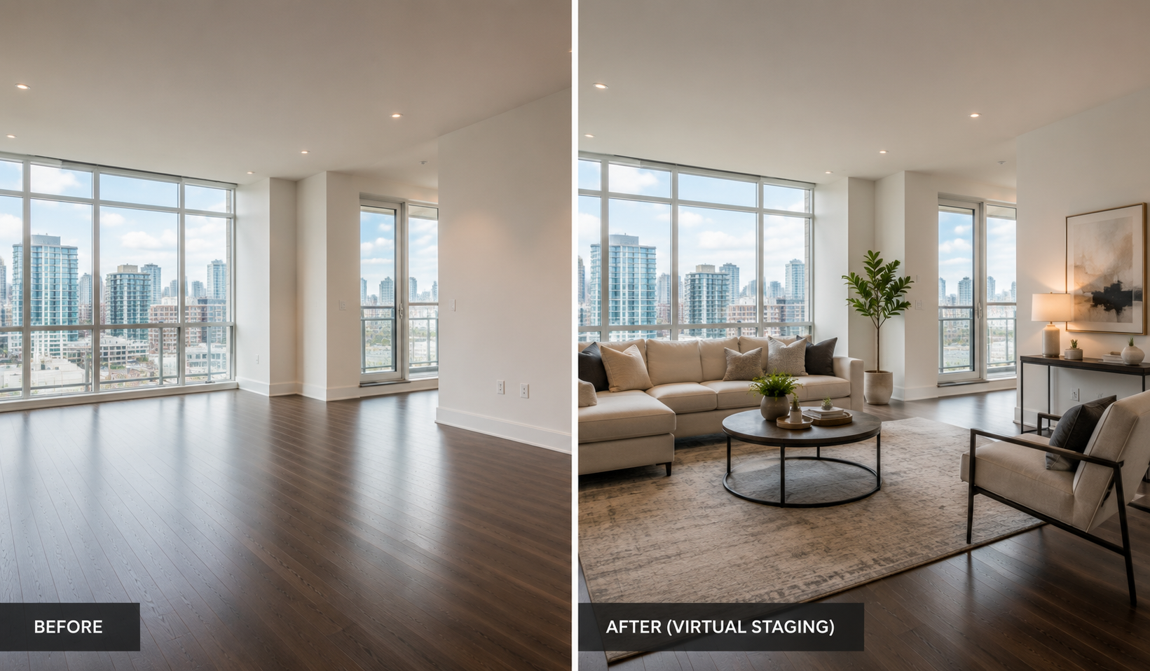 Real estate virtual staging cost in the GTA — before and after example