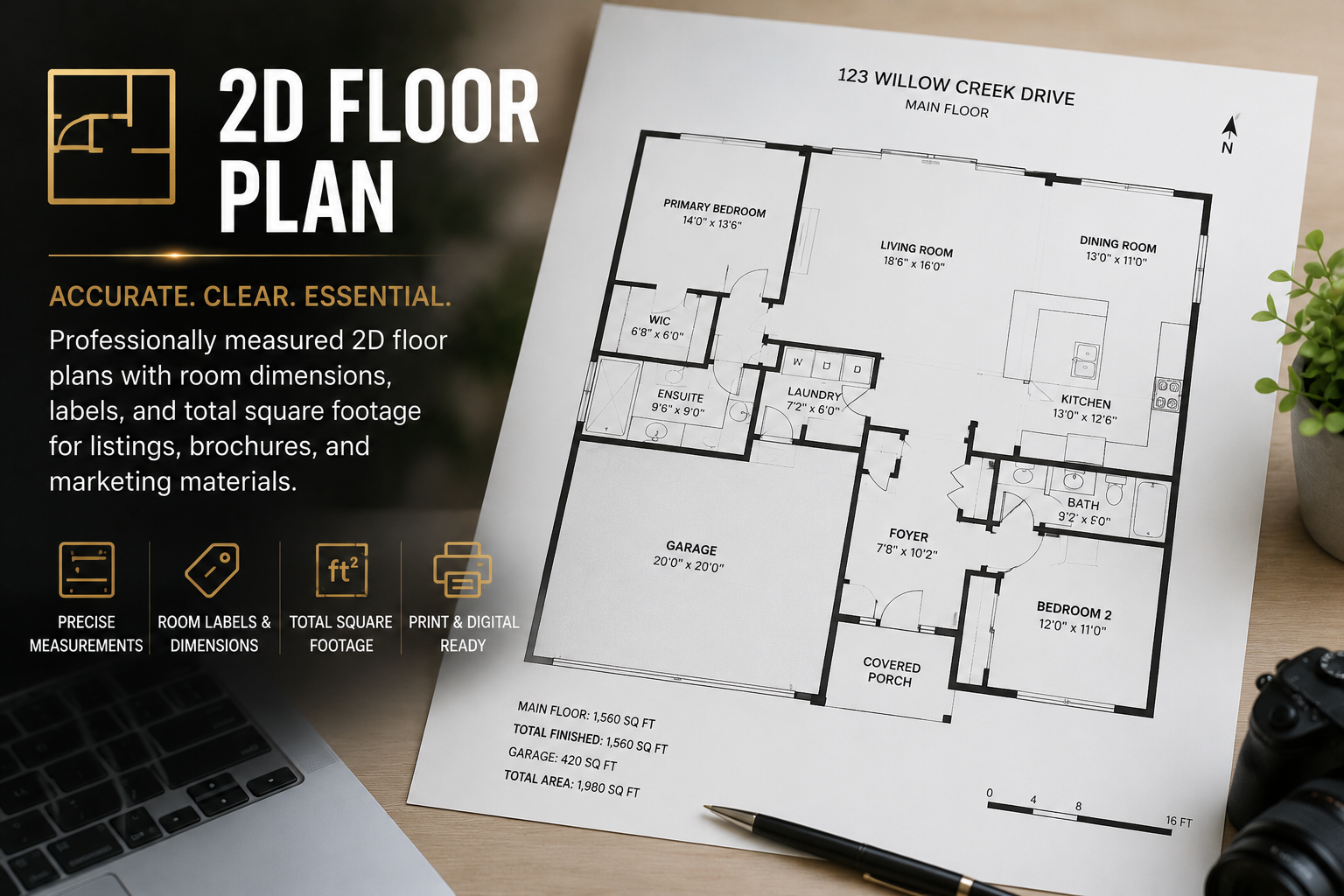2D floor plan with measurements by Visaro
