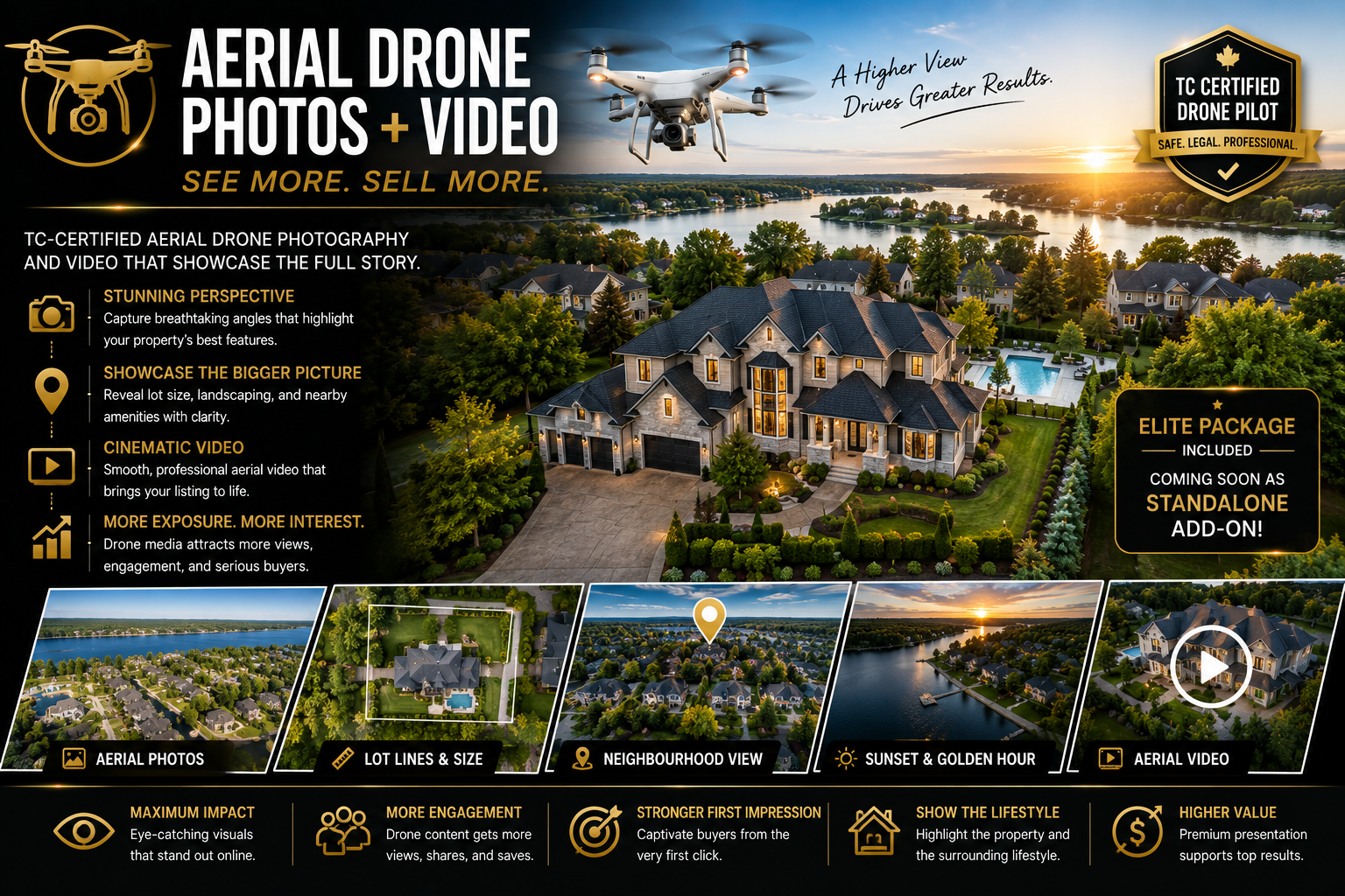 Aerial drone photography and video of a GTA property by Visaro, TC-certified pilot
